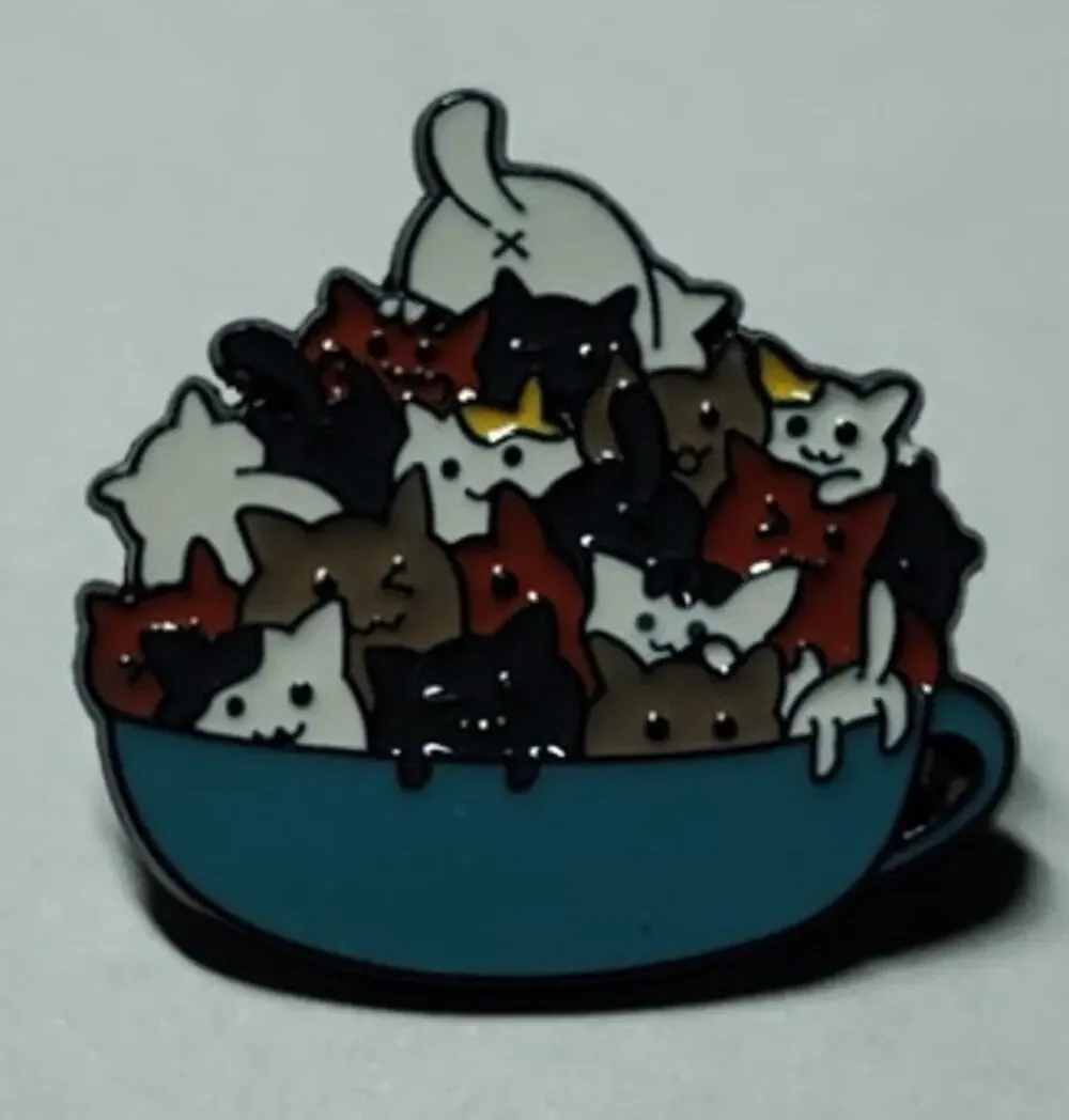 Cute Cup Fuil of Cats Pin Kitty Lapel Hat Brooch